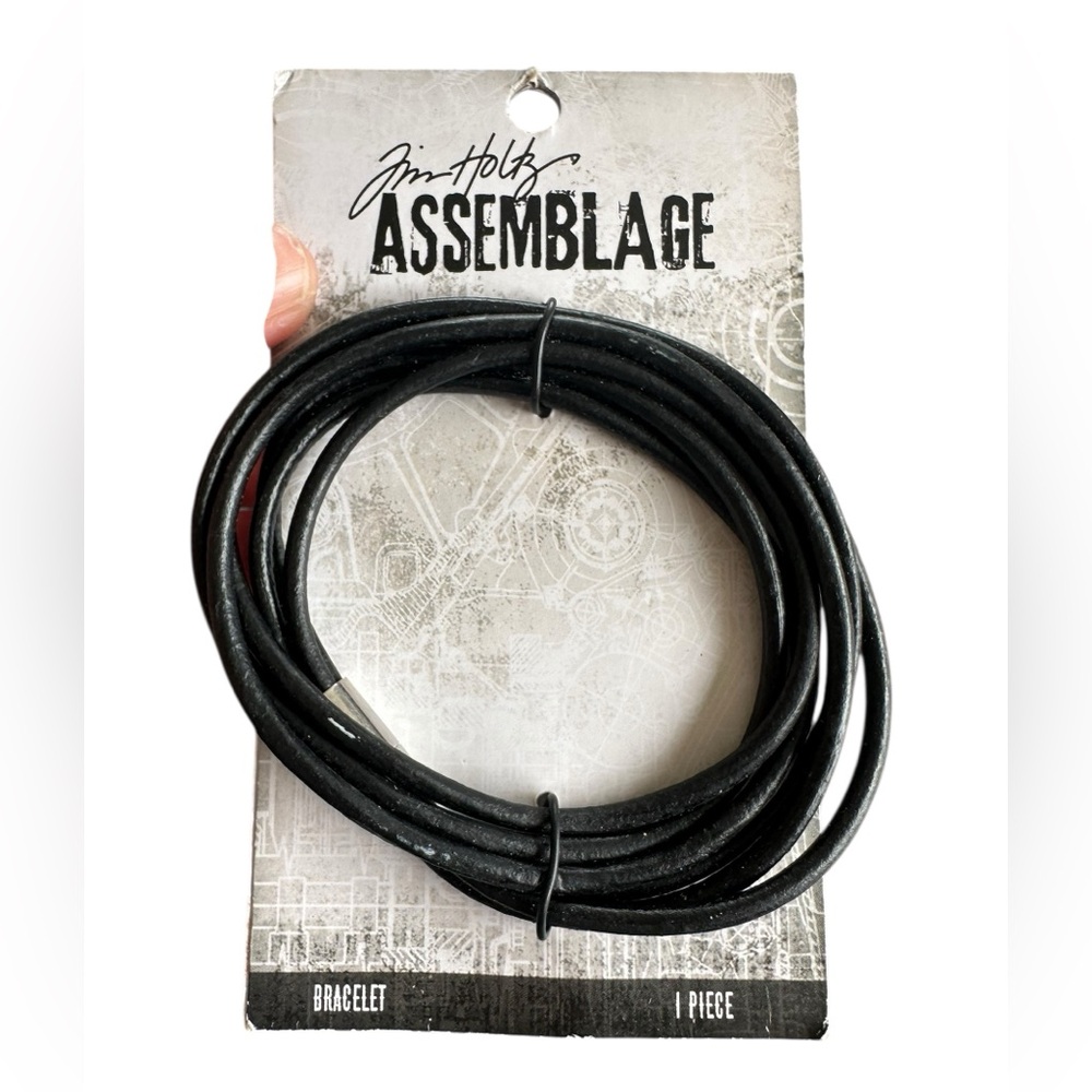 Tim Holtz Assemblage Black Leather Wrap Magnetic Bracelet